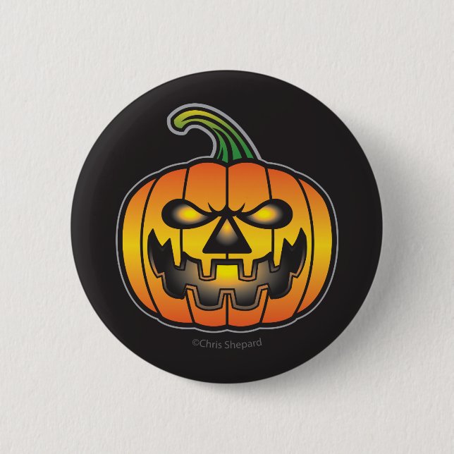 Badge Rond 5 Cm Scary Laughing Halloween Citrouille Monster (Devant)