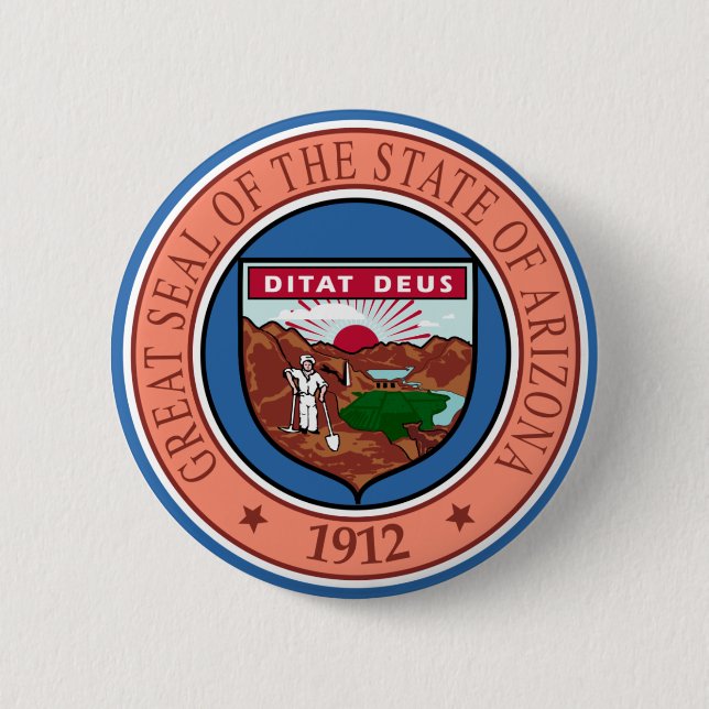 Badge Rond 5 Cm Sceau de Arizona State USA Button (Devant)