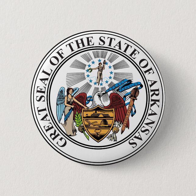 Badge Rond 5 Cm Sceau de l'Arkansas State USA Button (Devant)