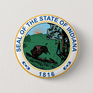 Badge Rond 5 Cm Sceau de l'État de l'Indiana