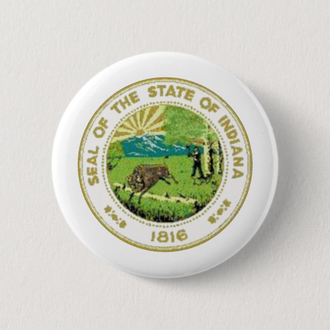 Badge Rond 5 Cm Sceau de l'État de l'Indiana (Devant)
