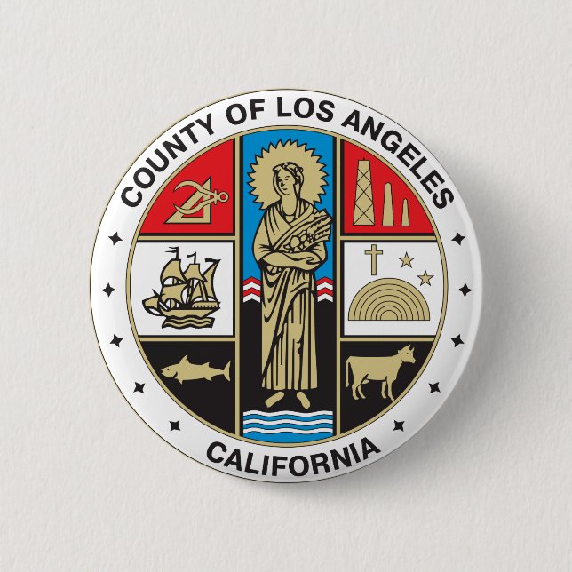 Badge Rond 5 Cm Sceau du comté de Los Angeles (Devant)