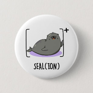 Badge Rond 5 Cm Sceau Ion Funny Mer Lion Pun
