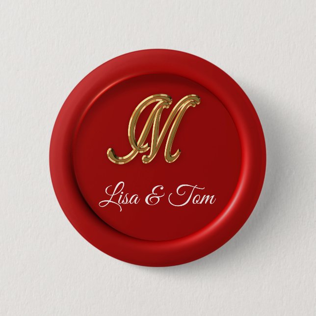 Badge Rond 5 Cm scellé monogramme mariage (Devant)