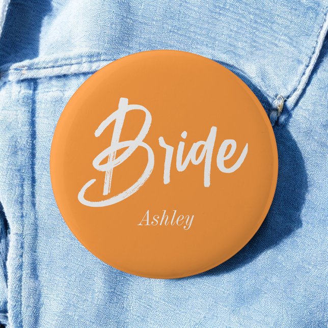 Badge Rond 5 Cm Scénario de mariage blanc orange de mariée (Créateur téléchargé)