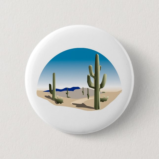 Badge Rond 5 Cm Scène de Cactus Prairie (Devant)