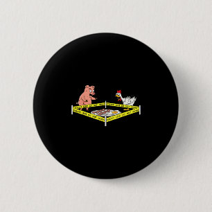 Badge Rond 5 Cm Scène de crime drôle Con œuf cochon poulet nourrit