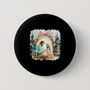 Badge Rond 5 Cm Scène de la Nativité Chrétienne Peinte Prépa Dieu