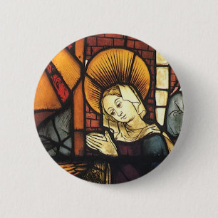 Badge Rond 5 Cm Scène de la Nativité de Noël vintage en verre colo