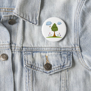 Badge Rond 5 Cm Scène de la nature des abeilles et des arbres avec