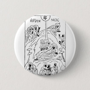 Badge Rond 5 Cm Scène de Nativité orthodoxe minimale