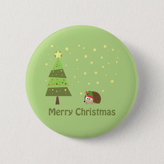Badge Rond 5 Cm Scène de Noël de Hérisson (Devant)