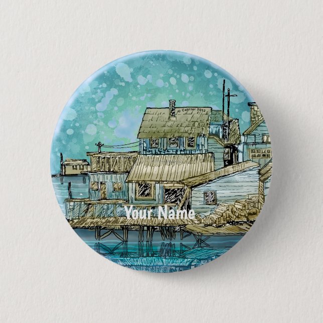 Badge Rond 5 Cm Scène de quai  (Devant)