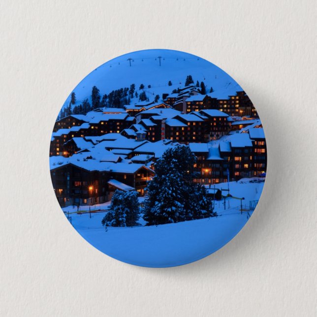 Badge Rond 5 Cm Scène hivernale (Devant)