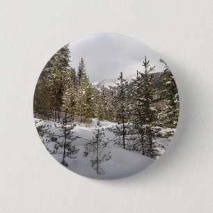 Badge Rond 5 Cm Scene hivernale de montagne neige au Montana