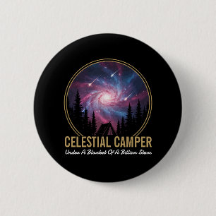 Badge Rond 5 Cm Scène nocturne de la galaxie du campeur céleste