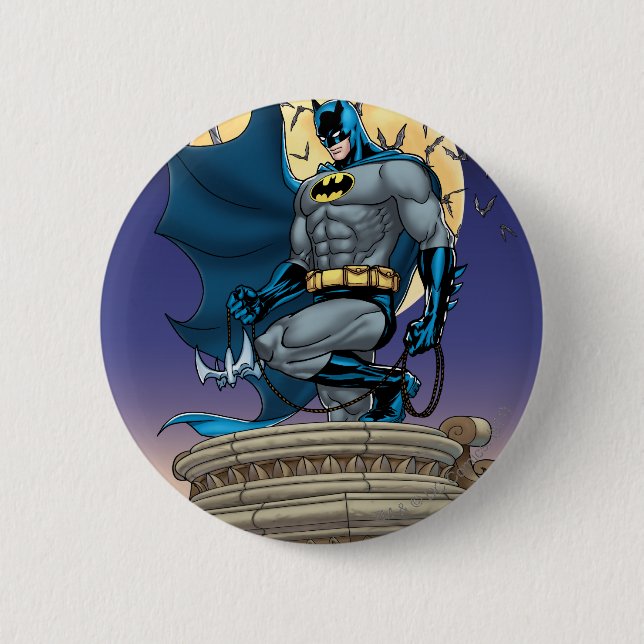Badge Rond 5 Cm Scènes Batman - Vue Côté Lune (Devant)