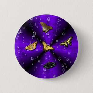 Badge Rond 5 Cm Schmetterlinge auf lila Regenbogen