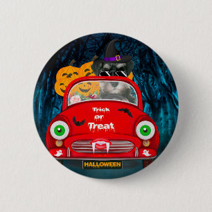 Badge Rond 5 Cm schnauzer Chien Conduisant une voiture Effrayante 
