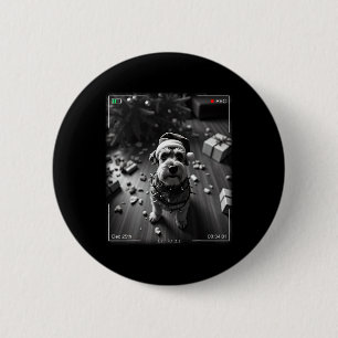 Badge Rond 5 Cm Schnauzer de Noël pris en photo 