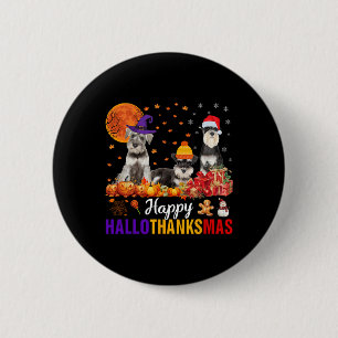 Badge Rond 5 Cm Schnauzer Hallothanksmas Halloween Thanksgiving Xm