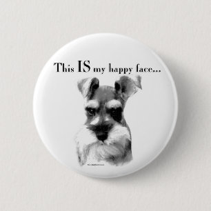 Badge Rond 5 Cm Schnauzer Happy Face