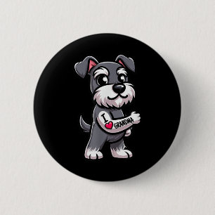 Badge Rond 5 Cm Schnauzer I Love Grandma Funny Chien Tattoo