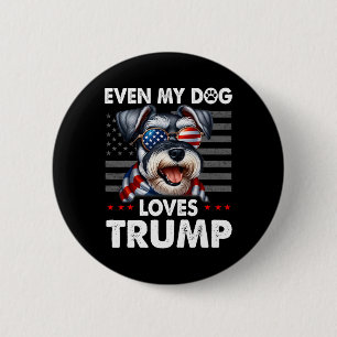 Badge Rond 5 Cm Schnauzer même mon chien aime Trump drôle