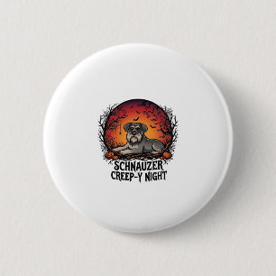 Badge Rond 5 Cm Schnauzer Nuit Flippante Halloween Citrouilles Cha