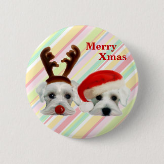Badge Rond 5 Cm Schnauzers de Noël