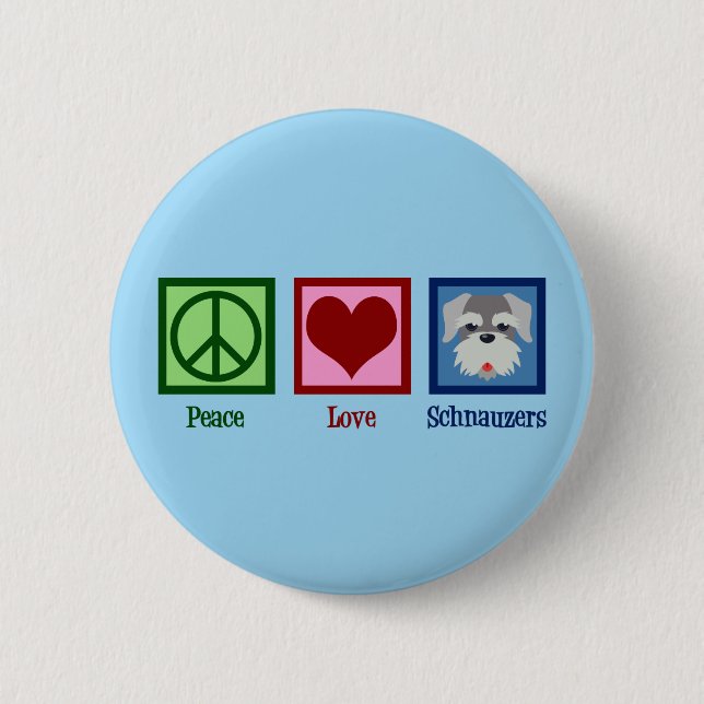 Badge Rond 5 Cm Schnauzers Peace Love (Devant)