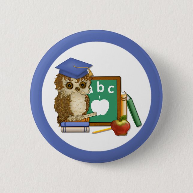 Badge Rond 5 Cm Scholar Owl (Devant)