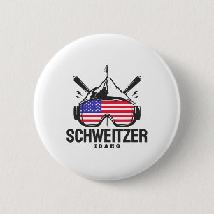 Badge Rond 5 Cm Schweitzer Idaho Usa Ski Rétro