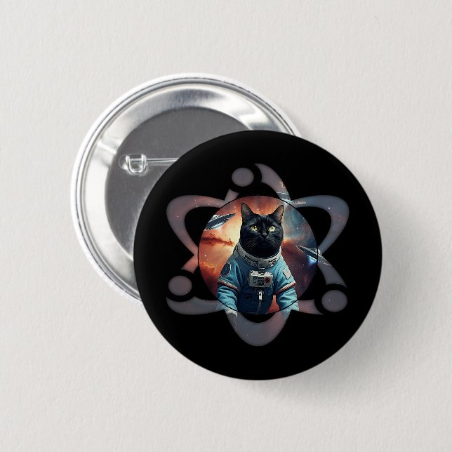 Badge Rond 5 Cm Science des chats spatiaux (Devant & derrière)