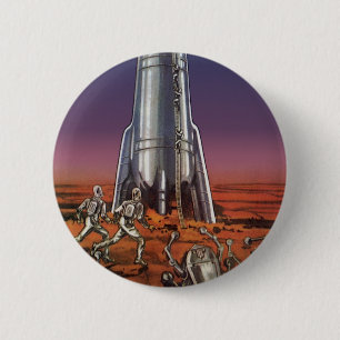 Badge Rond 5 Cm Science-fiction vintage, astronautes extraterrestr