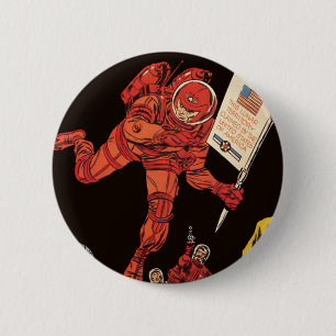 Badge Rond 5 Cm Science-fiction vintage, Atterrissage d'astronaute