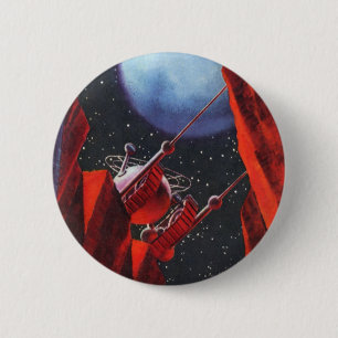 Badge Rond 5 Cm Science-fiction vintage, Canyon Space Moon Rover