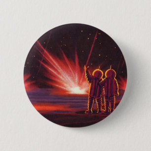 Badge Rond 5 Cm Science-fiction vintage d'alien sur une planète ro
