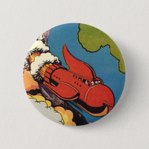 Badge Rond 5 Cm Science-fiction vintage, fusée de science-fiction 