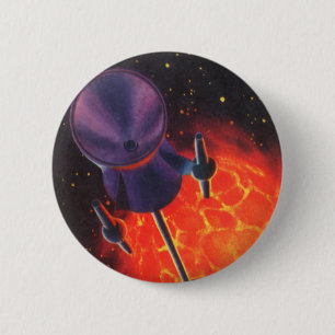 Badge Rond 5 Cm Science-fiction vintage, fusée de science-fiction,