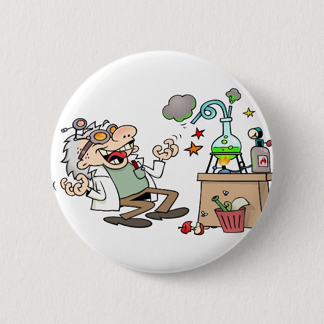 Badge Rond 5 Cm Scientifique fou drôle (Devant)