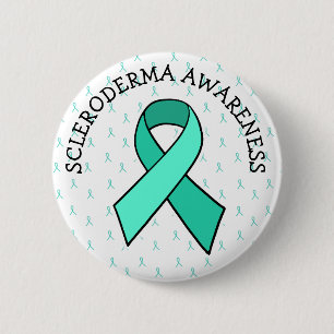 Badge Rond 5 Cm Scleroderma Sensibilisation Ruban Turquoise