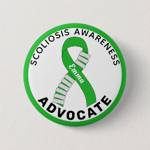 Badge Rond 5 Cm Scoliosis Awareness Advocate Ribbon White Button