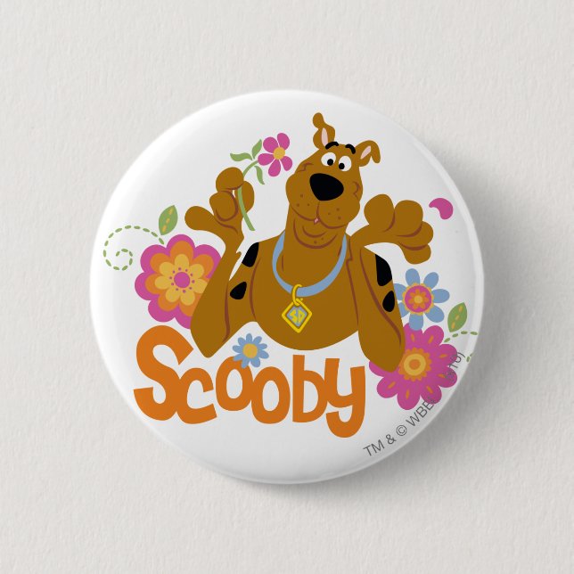 Badge Rond 5 Cm Scooby-Doo En Fleurs (Devant)