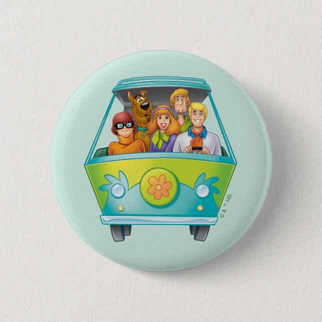 Badge Rond 5 Cm Scooby-Doo & Gang Mystery Machine Airbrush (Devant)