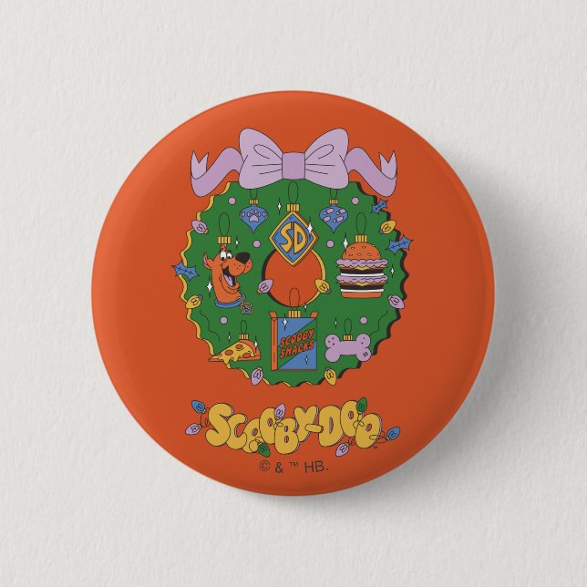 Badge Rond 5 Cm Scooby-Doo Holiday Snack Wreath Graphic (Devant)
