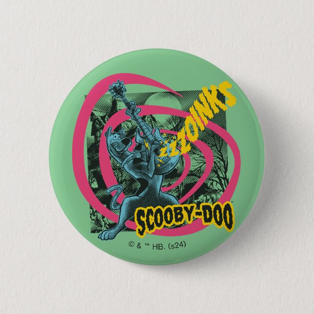 Badge Rond 5 Cm Scooby-Doo Zoinks Punk Guitare Graphisme (Devant)