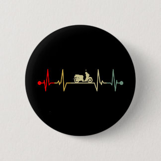 Badge Rond 5 Cm Scooter conducteur Scooter électrique Heartbeat Re