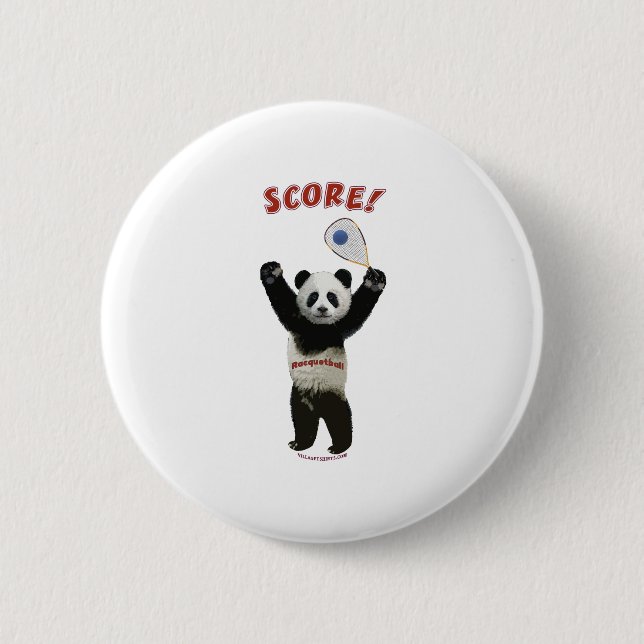 Badge Rond 5 Cm Score de panda de racquetball (Devant)