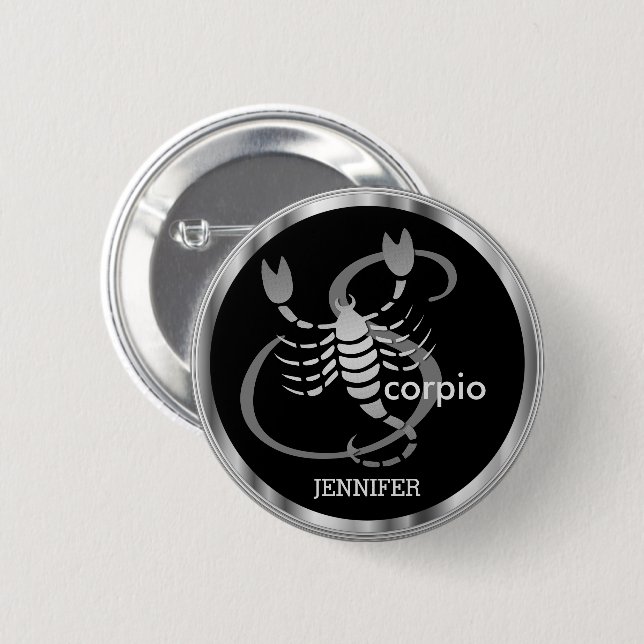 Badge Rond 5 Cm Scorpio ♏ - Symbole Zodiaque (Devant & derrière)